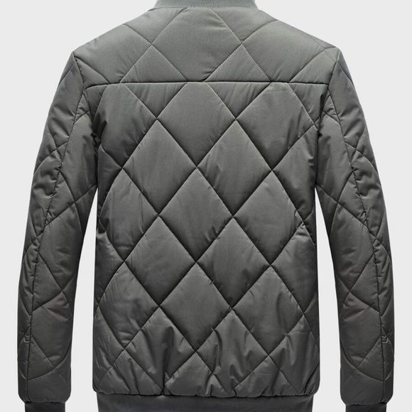 Black Zip up pocket bomber jacket coat quilted - Picture 3 of 11